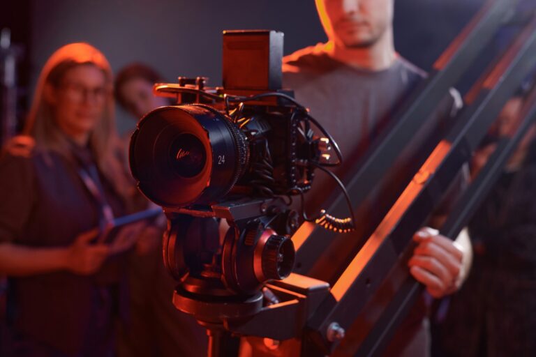 Close up of Cameraman Operating Video Camera